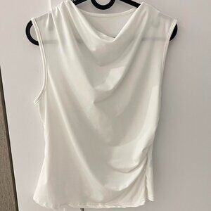 White asymmetrical draped Tank